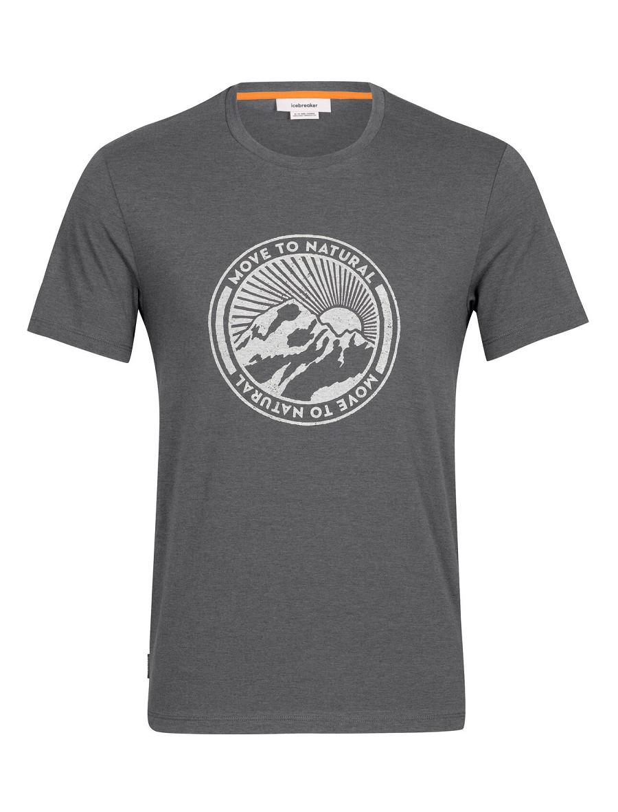 Men's Icebreaker Merino Central Classic Short Sleeve Move to Natural Mountain T Shirts Monsoon | CA 1800EBCX